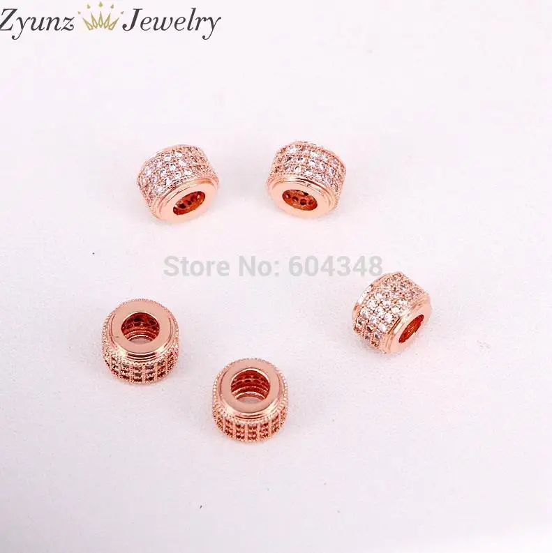 rose gold color 20 шт. ZYZ313-3524 круглая труба форма кубического циркония CZ микро-бисер бусина спейсер для Шарм-браслетов Подходит для изготовления браслетов - Цвет: rose gold color