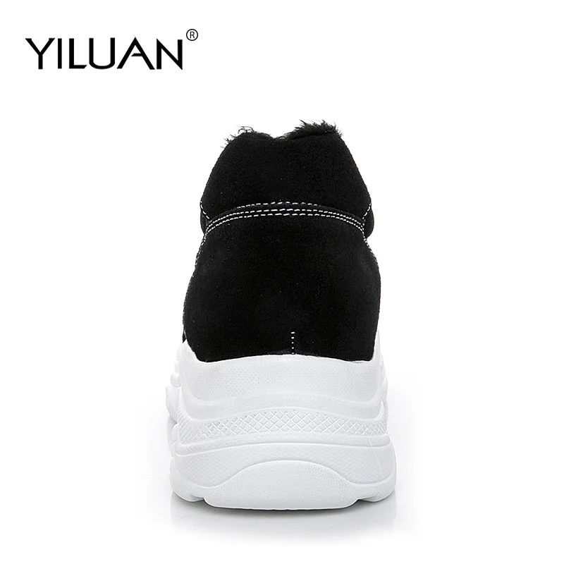 Yiluan/новые женские замшевые туфли на платформе сезон весна-осень кожаные
