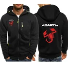 Толстовки с капюшоном для мужчин автомобиль Abarth логотип печати Повседневная одежда в стиле хип-хоп в стиле Харадзюку, толстовки с капюшоном с длинными рукавами, мужская куртка на молнии мужская одежда с капюшоном