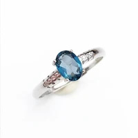 natural solitaire sky blue oval topaz stone sterling silver ring for women fashion s925 fine jewelry finger band rings