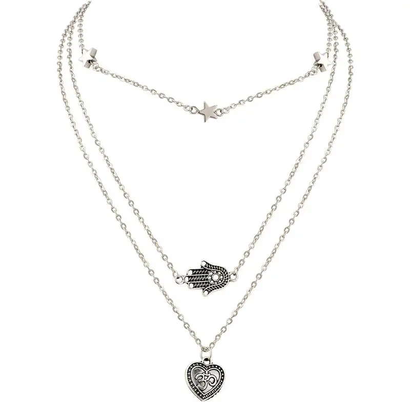 3 шт./компл. Boho ладони OM сердце звезда многослойное ожерелье с подвеской для