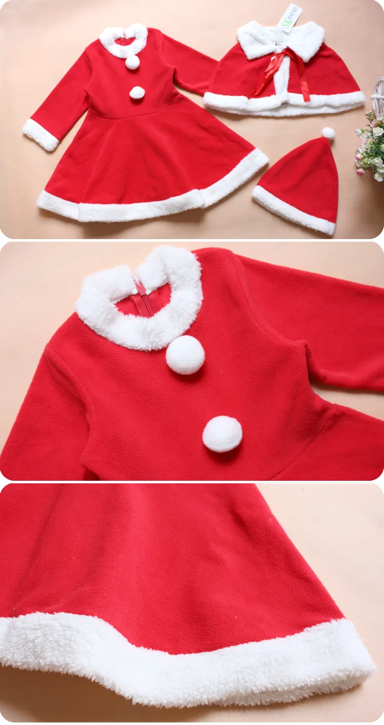 

Christmas Costumes For Kids Party Dresses Deguisement For Girls Santa Claus Dress Fairy Cosplay Dress 3pcs Set