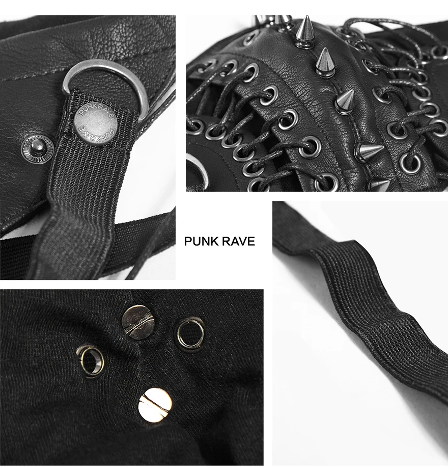 Панк рейв крутая регулируемая эластичная лента панк Рок аксессуары готические заклепки кожа для женщин маска стимпанк