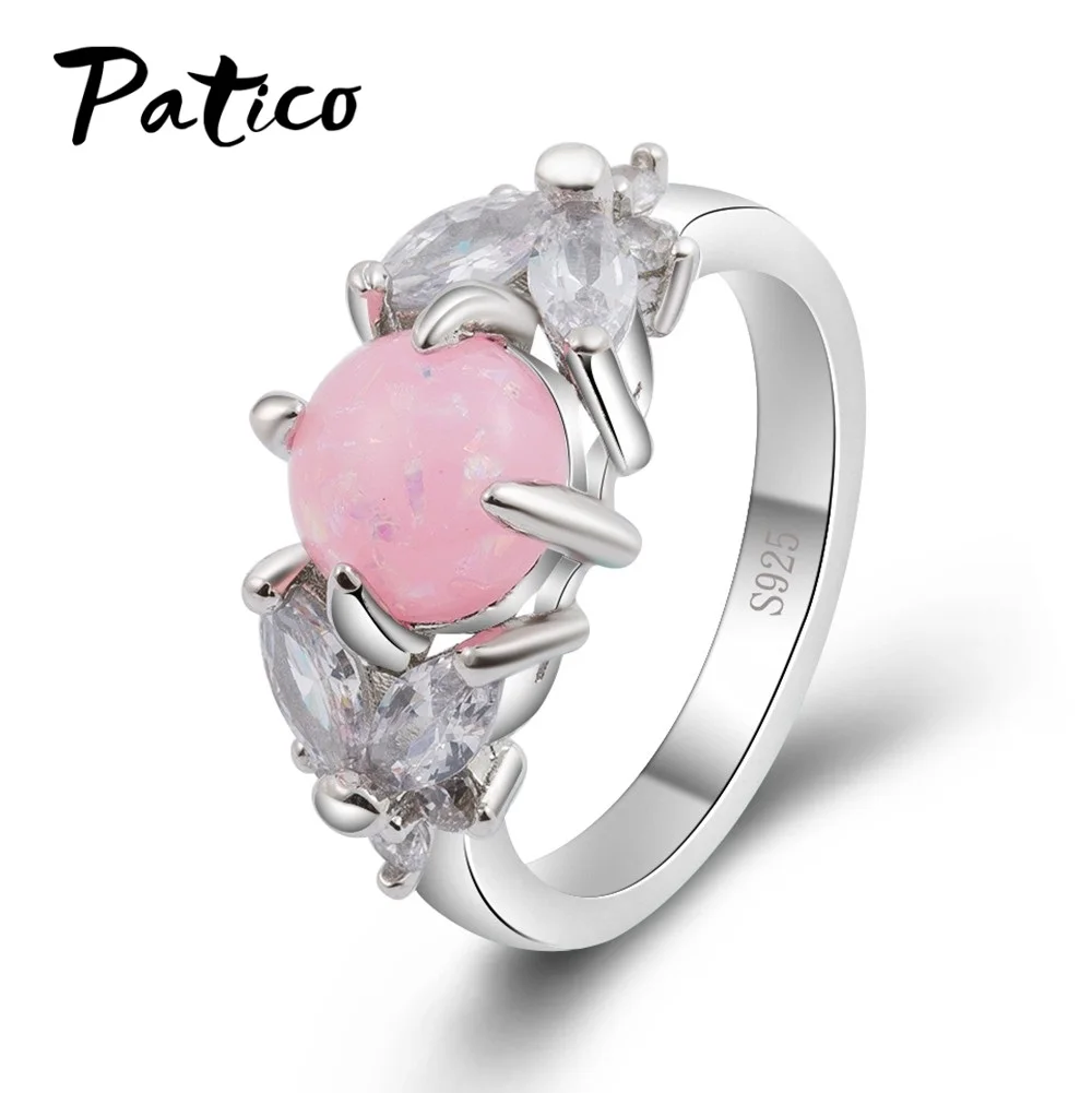 

Женское кольцо из серебра 925 пробы с розовым огненным опалом