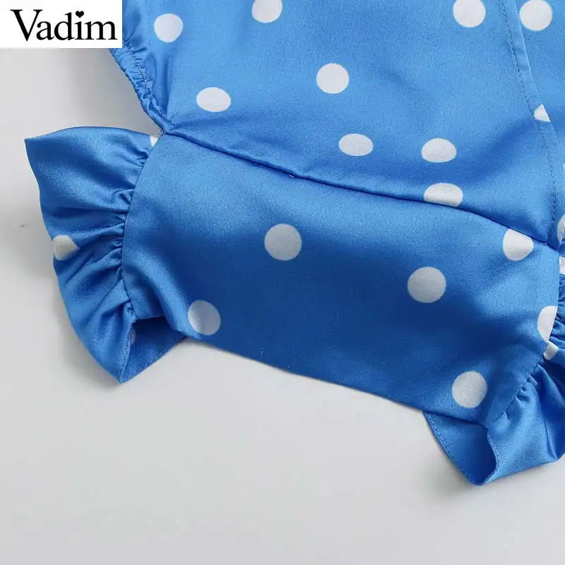 Вадим Женщины горошек короткий стиль блузка с v-образным вырезом сзади