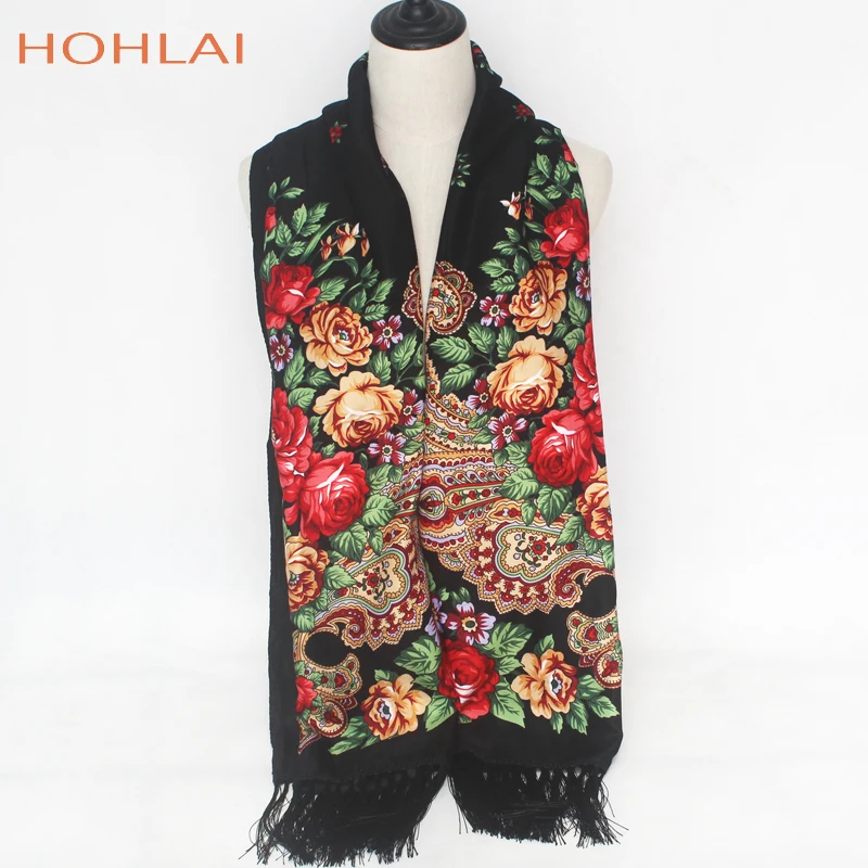 Новинка 2019 Модный классический теплый длинный шарф с цветочным принтом русская