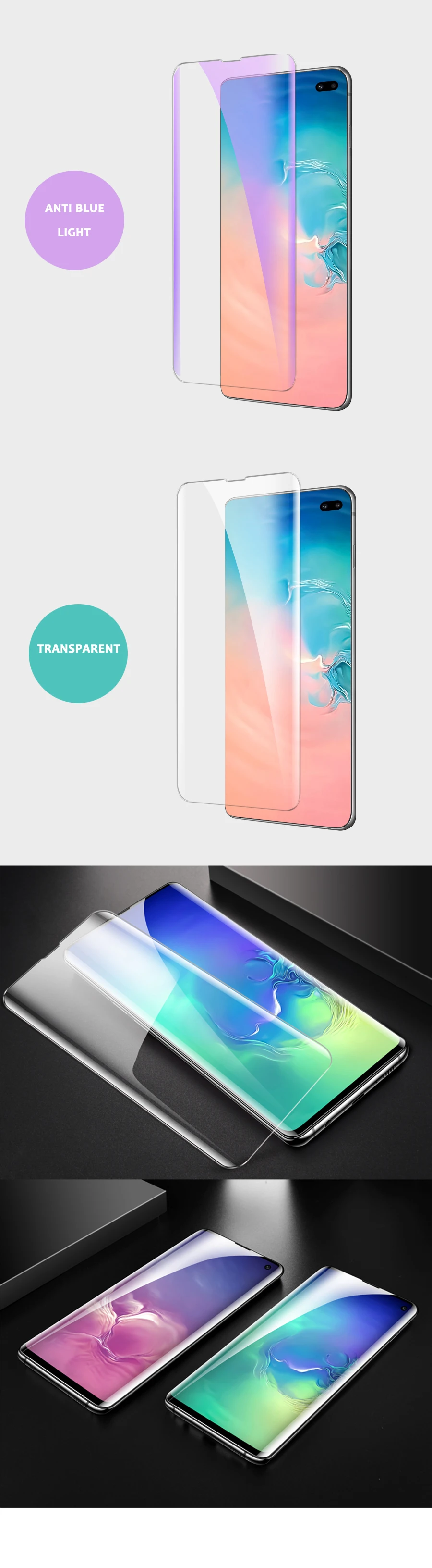 Защита экрана WuKong UV полное покрытие анти-синий светильник для samsung S10 plus S10 eLiquid UV стекло работает с датчиком отпечатков пальцев