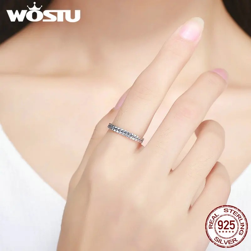 Женское Винтажное кольцо WOSTU Stackable из 100% стерлингового серебра 925 пробы с