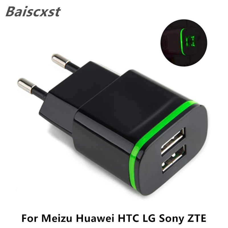 США/ЕС Plug 2 Порты светодиодный свет USB Зарядное устройство 5 В 2.1a сетевой адаптер