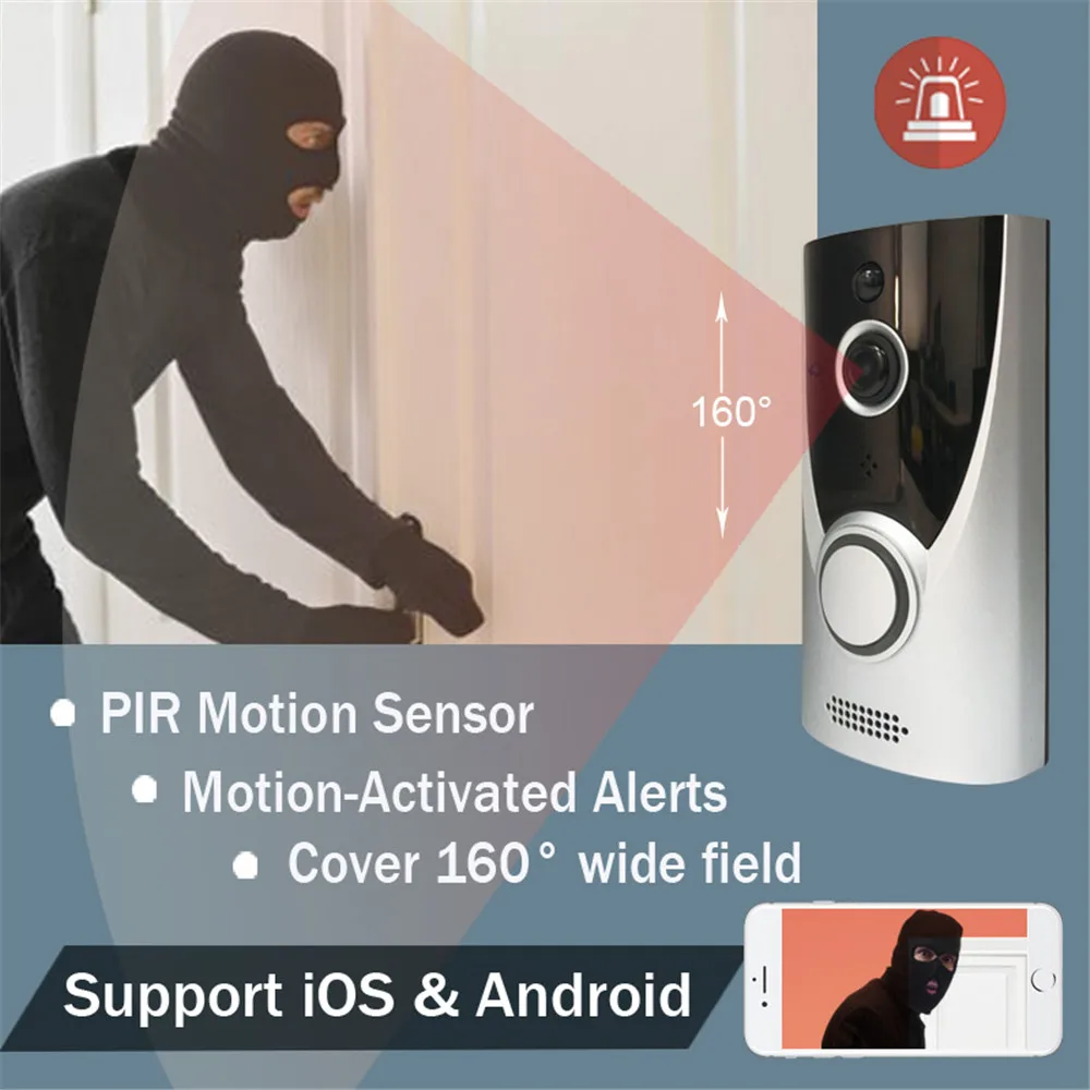 UCYBO wifi видео дверной звонок 1080P HD беспроводной видеодомофон для домашней безопасности ip-камера Infared IR pir сигнализация видеодомофон