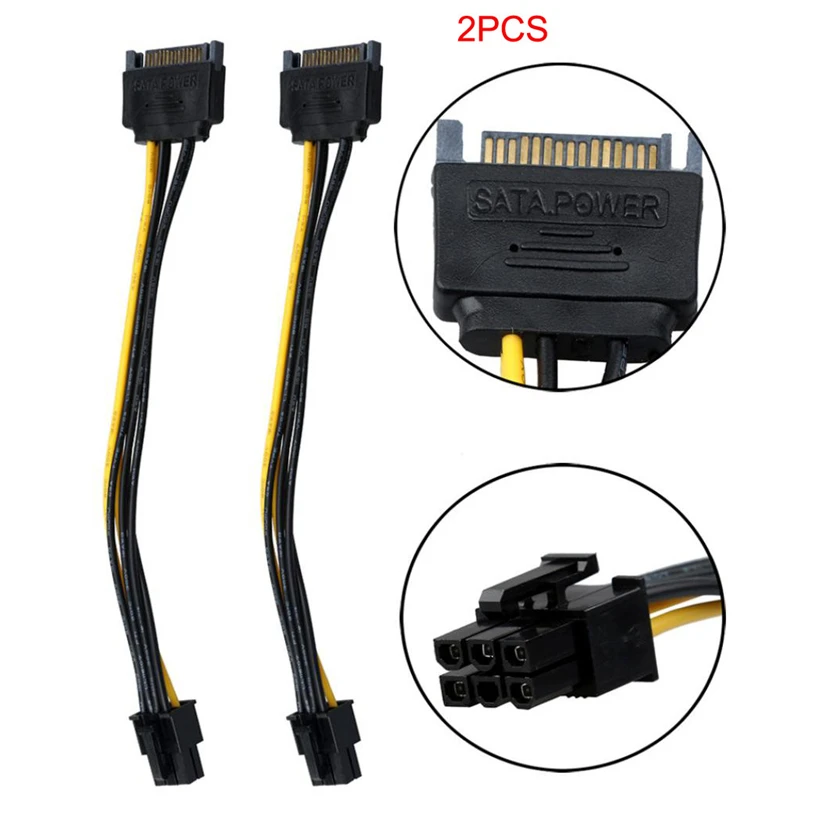 Кабель питания SATA 15 6 контактов 2 шт.|15 pin|video card powersata power |