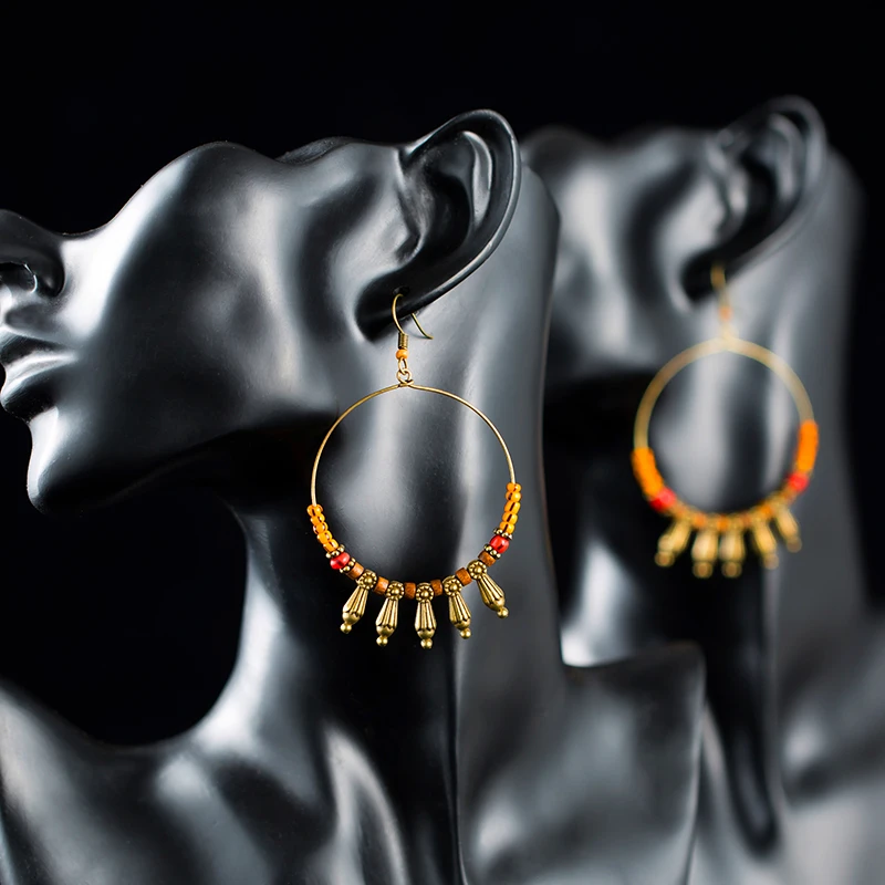 2019 этнический большой круг круглые серьги из сплава для женщин богемные