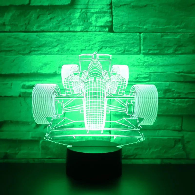 3D LED ночник гоночный автомобиль передний с 7 видов цветов свет для украшения дома