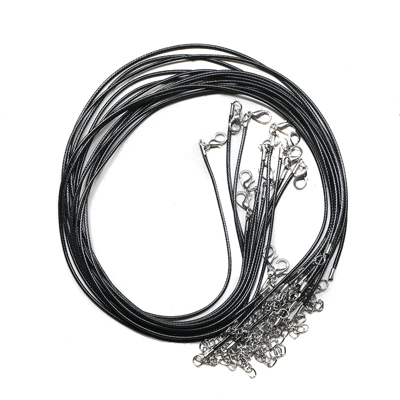 

Black leather rope 50cm high quality braid rope. Lobster clasp, chain. Neutral. Necklace accessories. New store promotion