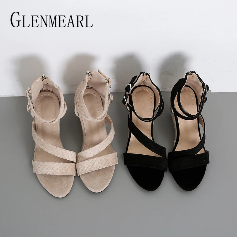 Женская обувь на платформе Босоножки танкетке Летняя высоком каблуке с ремешком