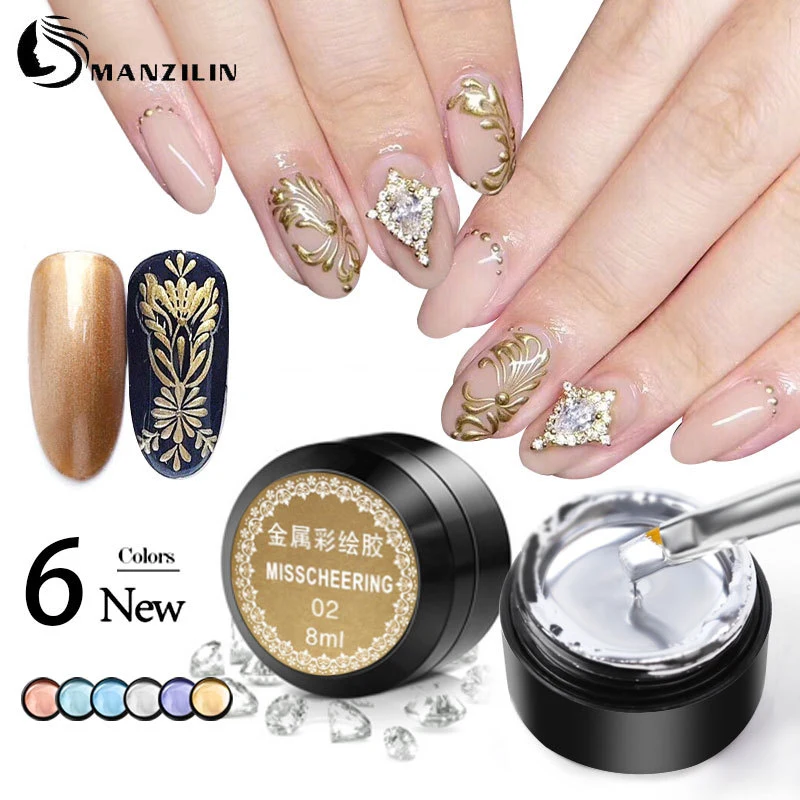 1 шт. металлический УФ-гель для дизайна ногтей зеркальный контур Гель-лак LED