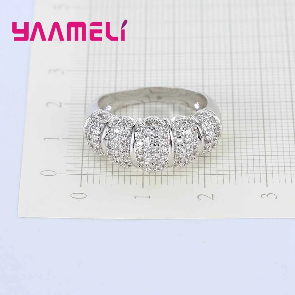 

Shiny Full White AAA+ Crystal 925 Sterling Silver Wedding Rings For Women Filled Zirconia Crystal Engagement Jewelry
