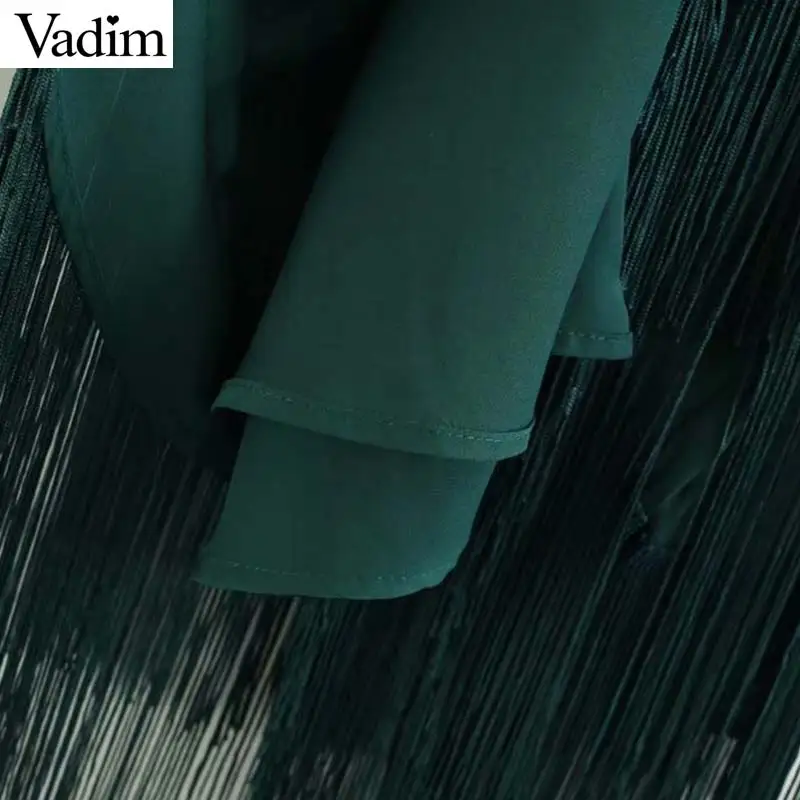 Женское элегантное платье vadim зеленый кисточкой Лоскутная юбка миди линия