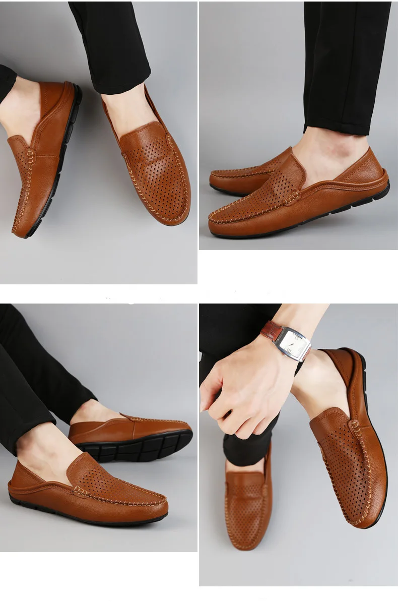 QFFAZ Men Casual Shoes Fashion Men Shoes Leather Men Loafers Moccasins Slip On Men's Flats Loafers Male Shoes