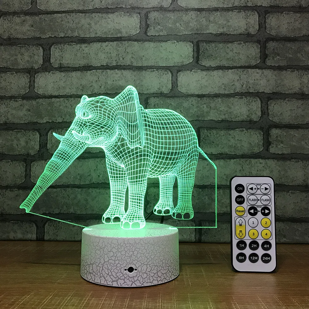 Креативная красочная Usb 3D ночная лампа с изображением слона многофункциональная
