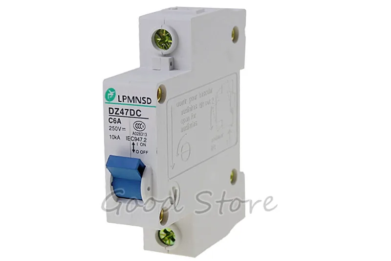 DZ47 постоянного тока 1 P 6A 10A 16A 20A 25A 32A 50A 63A 250V Фотоэлектрические работающий на постоянном токе от солнечных батарей цепи автоматический воздушный выключатель 1 палки C45
