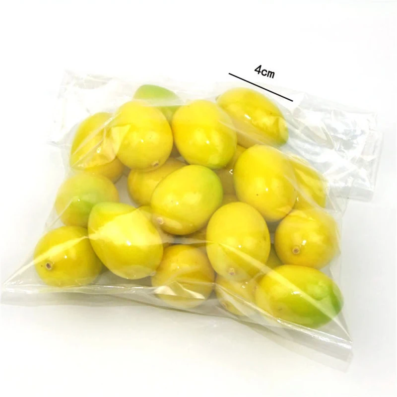 Lemon 20 шт Мини искусственные фрукты, пена персика, дешево, яблоко, вишня, имитация поддельных фруктов, для дома, свадьбы, вечеринки, сада, для украшения - Цвет: Lemon