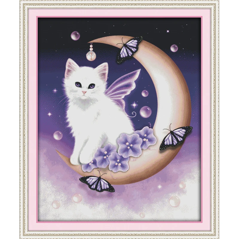 

Everlasting Love Angel Of The Moon Chinese Cross Stitch Kits Ecological Cotton Stamped 11CT DIY New Year Decorations For Home