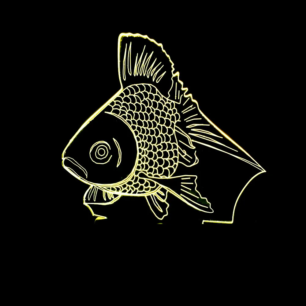 Маленькая золотая рыбка Цвет 3d Ночная настольная лампа креативная маленькая