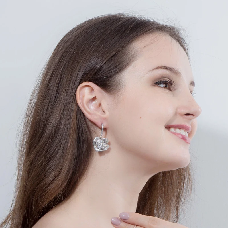 Pera романтические женские вечерние ювелирные изделия цветок розы кубический