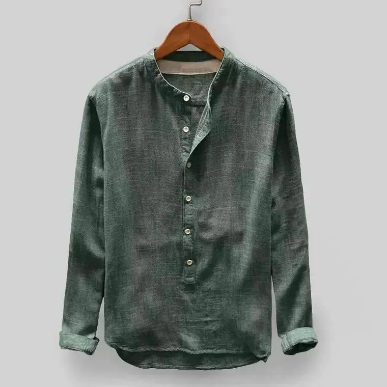 

UK Summer Casual Mens Linen Long Sleeve Shirt Button Up Loose Shirts Tops L-4XL Men Casual Simple Shirts Clothing