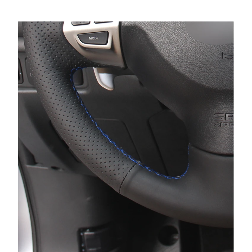 Сшитый вручную черный чехол из искусственной кожи на руль автомобиля для Mitsubishi