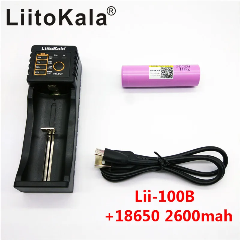 LiitoKala 18650 2600mah батарея ICR18650 26FM литий-ионная аккумуляторная батарея 3,7 V+ Lii-100B зарядное устройство 18650