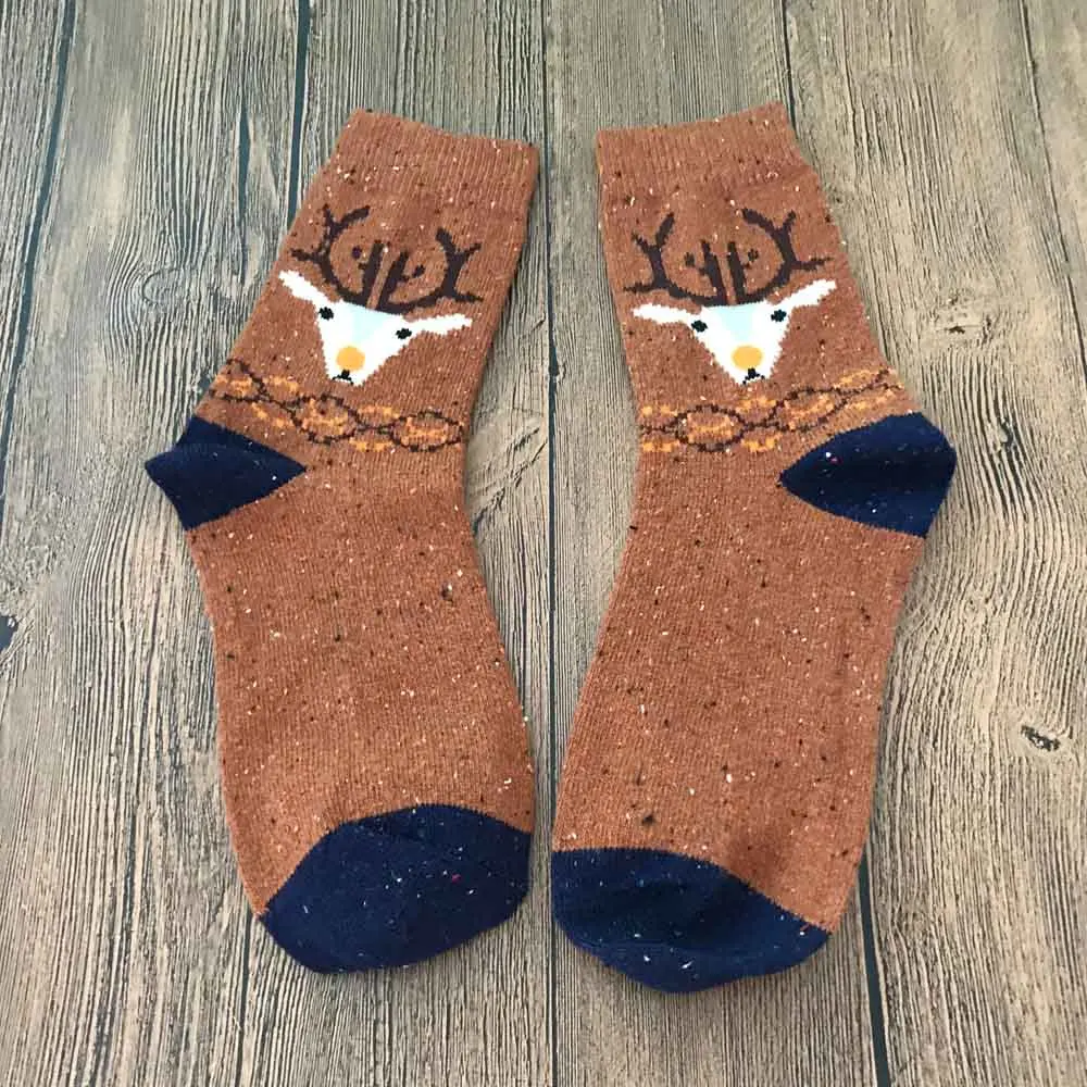 1 пара женские шерстяные носки с принтом в виде оленя|Носки| |