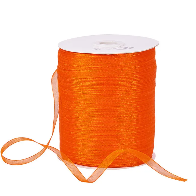 OrangeRed 500 ярдов(457,2 м)/рулон 1/"(6 мм) органза лента для заворачивания подарка ленты фестиваль Рождество Валентина украшения оптом - Цвет: OrangeRed