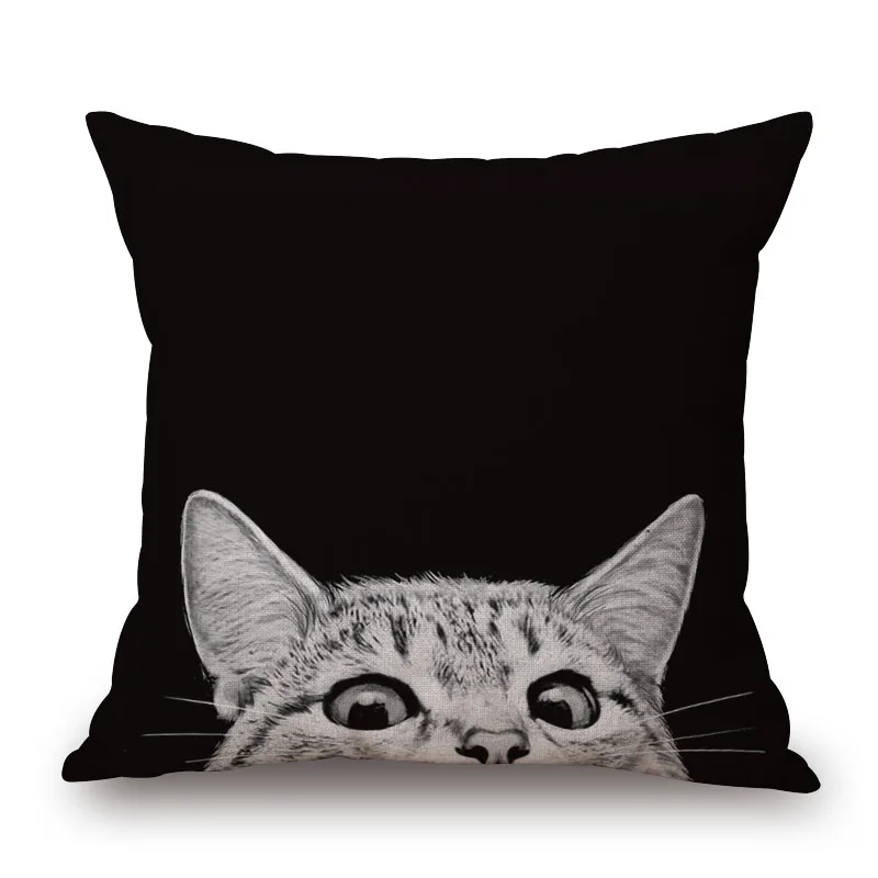 Cute Lovely Cat Cushion Cover Black and white head House cat Animal Throw Pillows Home Office Deco Car Sofa Pillow Case | Дом и сад