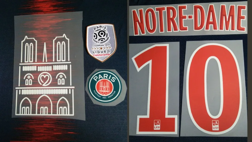 Notre Dame Nameset Mabppe nameset Neymar JR Кавани ВЕРРАТТИ nameset Ligue 1 Чемпион патч колеблющийся