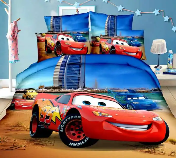 Комплект постельного белья Disney McQueen с машинками пододеяльники односпальный