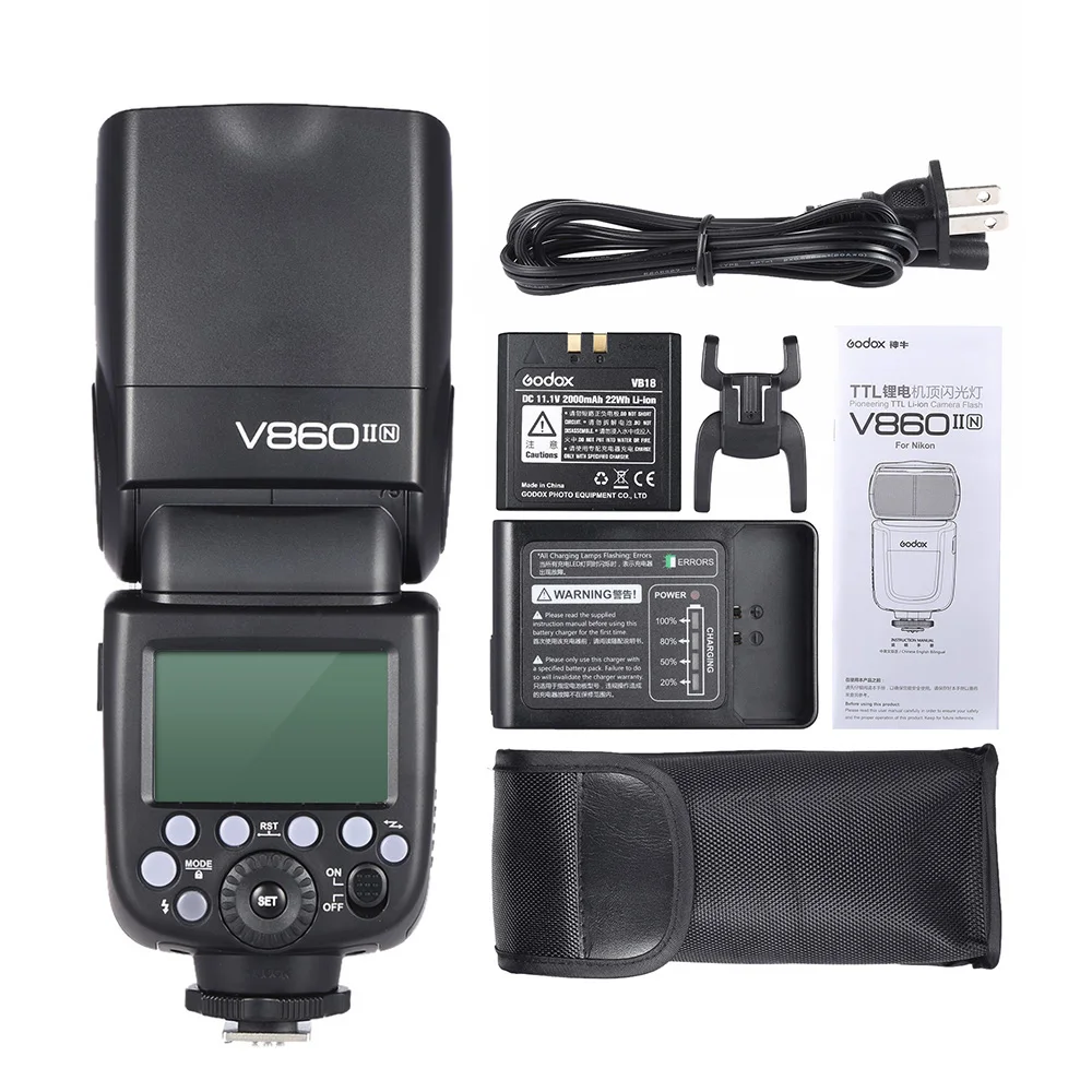 Вссветильник Godox V860II N i TTL 1/8000S HSS Master Slave GN60 2 4G Беспроводная литий ионная батарея