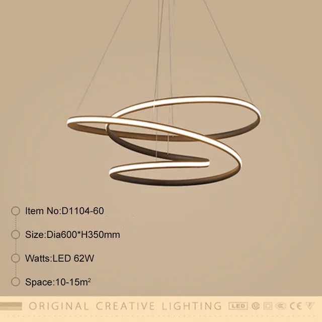 Modern led Chandeliers for Kitchen Dining Room Living Room Suspension luminaire White/Black Aluminum Hanging Chandeliers avize - Цвет корпуса: Dia600mm