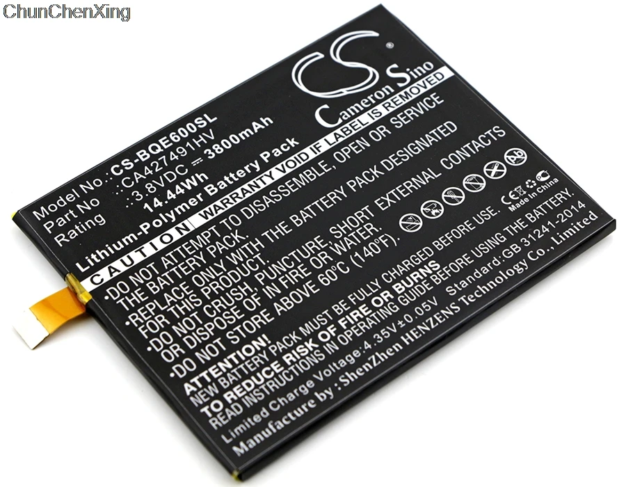 Аккумулятор Cameron Sino 3800mAh CA427491HV для BQ Aquaris E6|Аккумуляторы мобильных телефонов| |