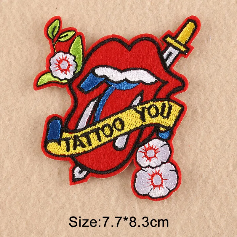 Недавно 5 шт. с забавной вышивкой клейкий пластырь Большая Губа шаблон для одежды