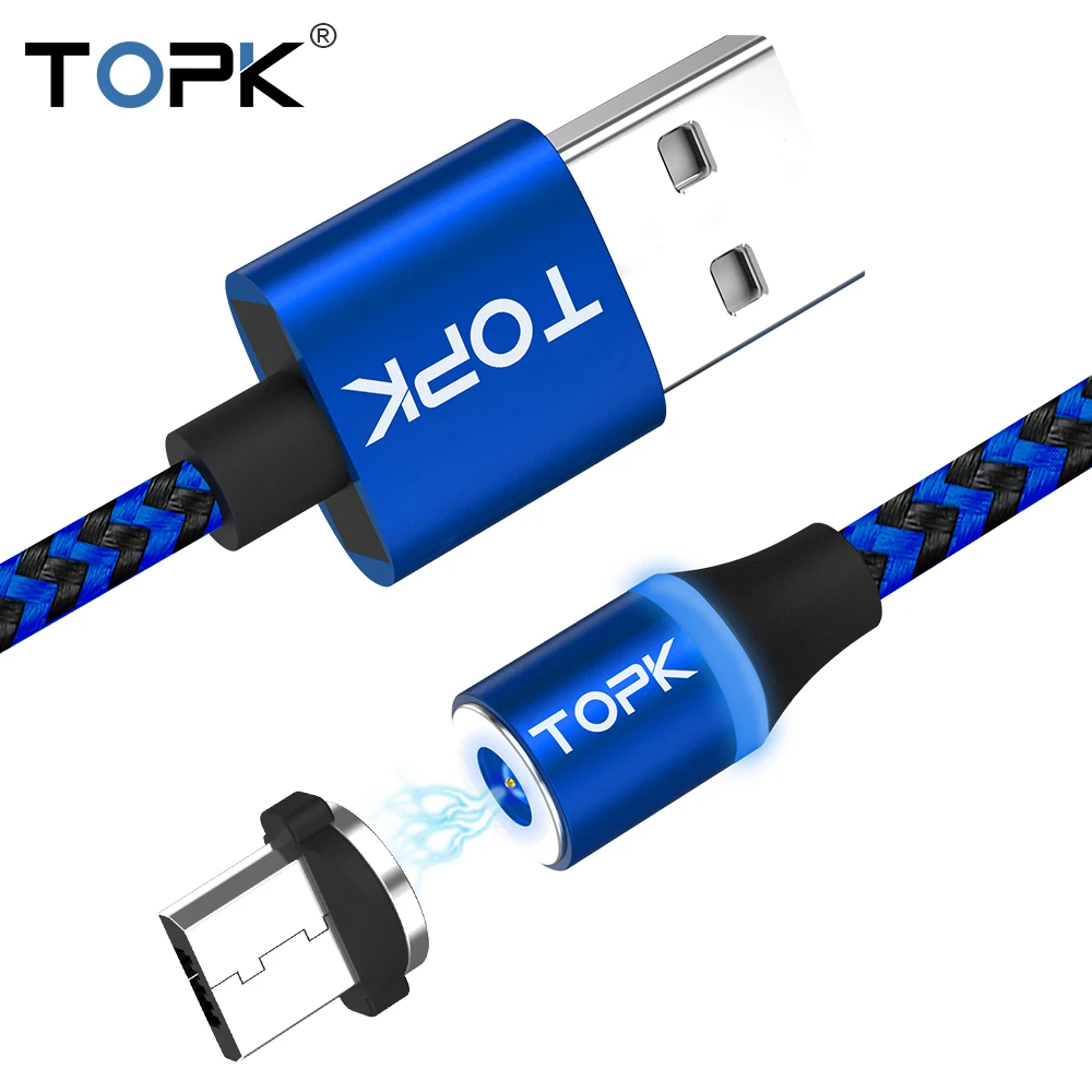TOPK R Line3 Магнитный кабель Micro USB нейлоновый плетеный для мобильного телефона