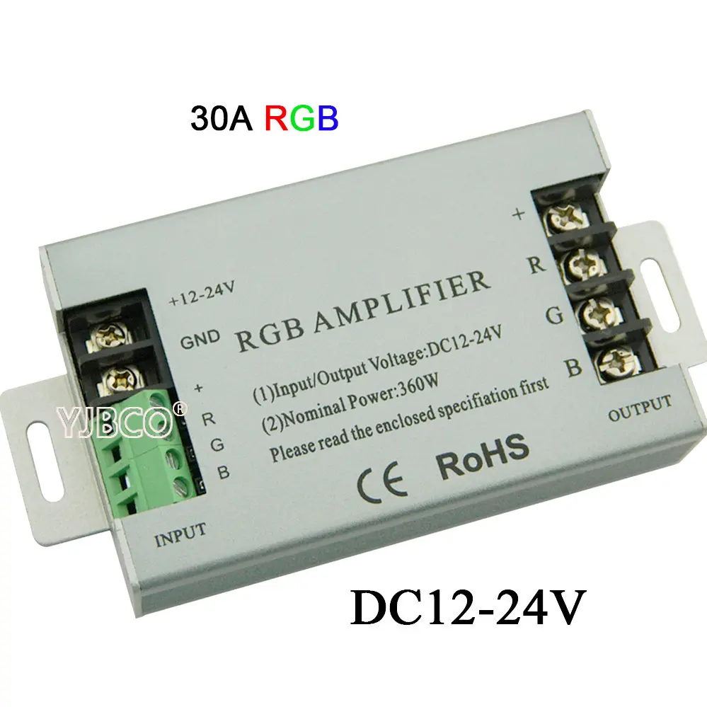 360W RGB Amplifier 12A 24A 30A Led RGB RGBW усилитель 3CH 4CH Led контроллер для 5050 3528 Светодиодные полосы света ленты Мощность повторителя консоли DC5V 12 В 24 В - Цвет: 360W RGB Amplifier
