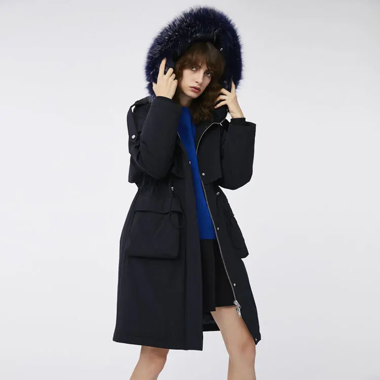 Оптовая продажа всесезонный теплый пуховик с капюшоном из натурального меха