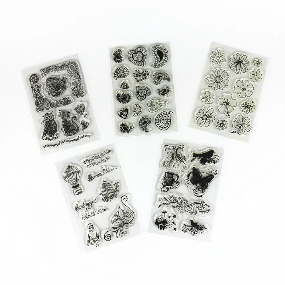 DIY clear stamps w/bloom flower birds butterfly owl variety pattern for scrapbooking rubber transparent seal | Канцтовары для офиса