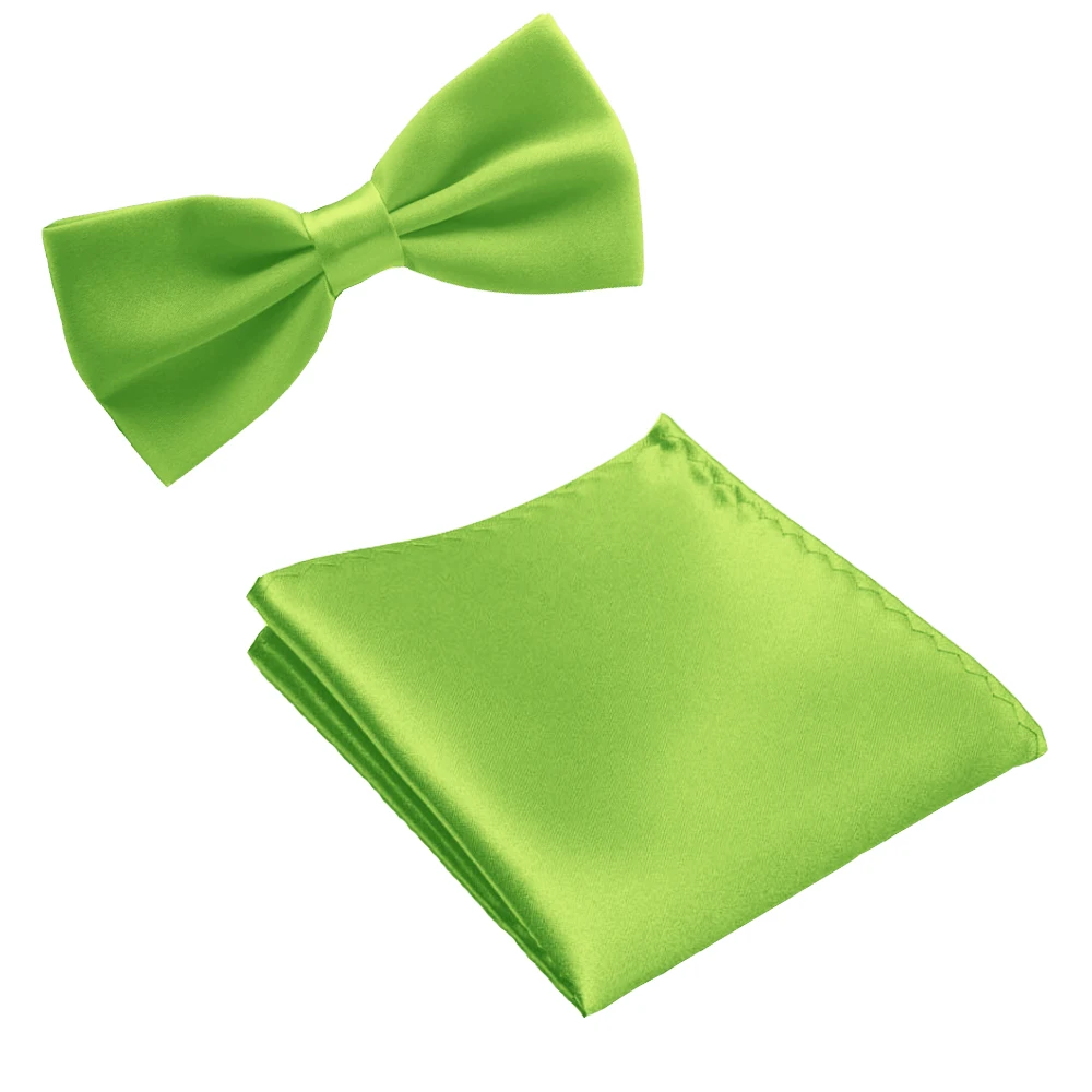 Apple Green Шелковый однотонный деловой галстук-бабочка для мужчин, винтажный фиолетовый резной Модный галстук-бабочка, черный Свадебный галстук-бабочка, карманный квадратный платок, набор - Цвет: Apple Green
