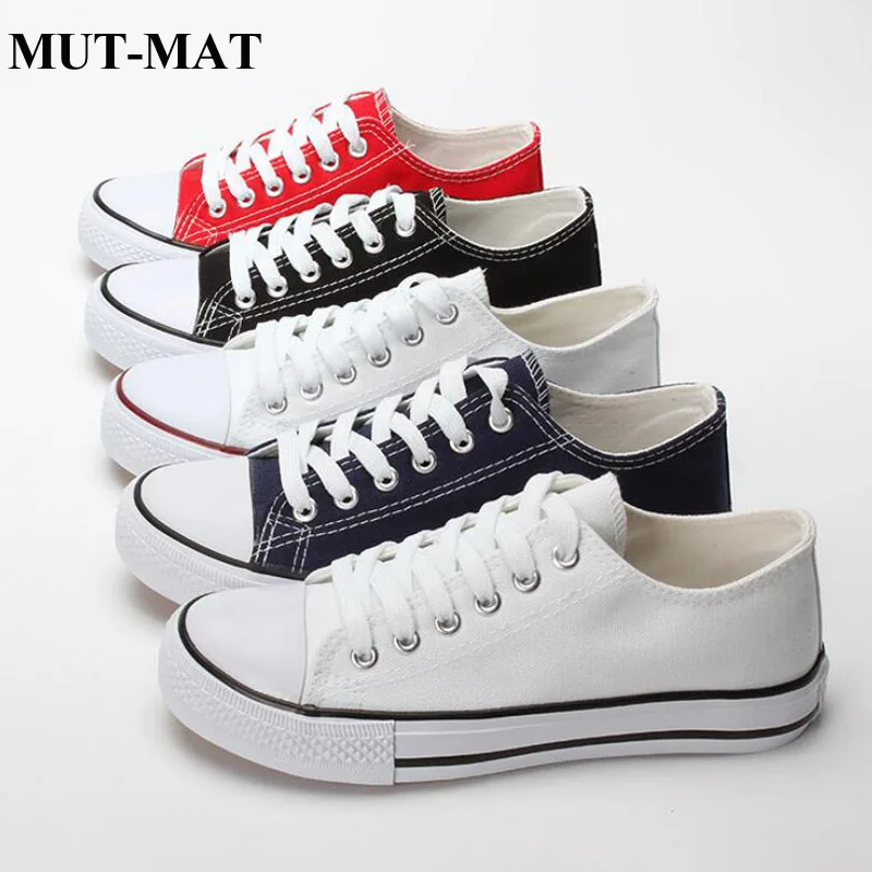 Classic Canvas Shoes Man Female Casual Sneakers for Round Toe Lace-Up Solid Red White Black Blue Plus Large Size 44 | Обувь