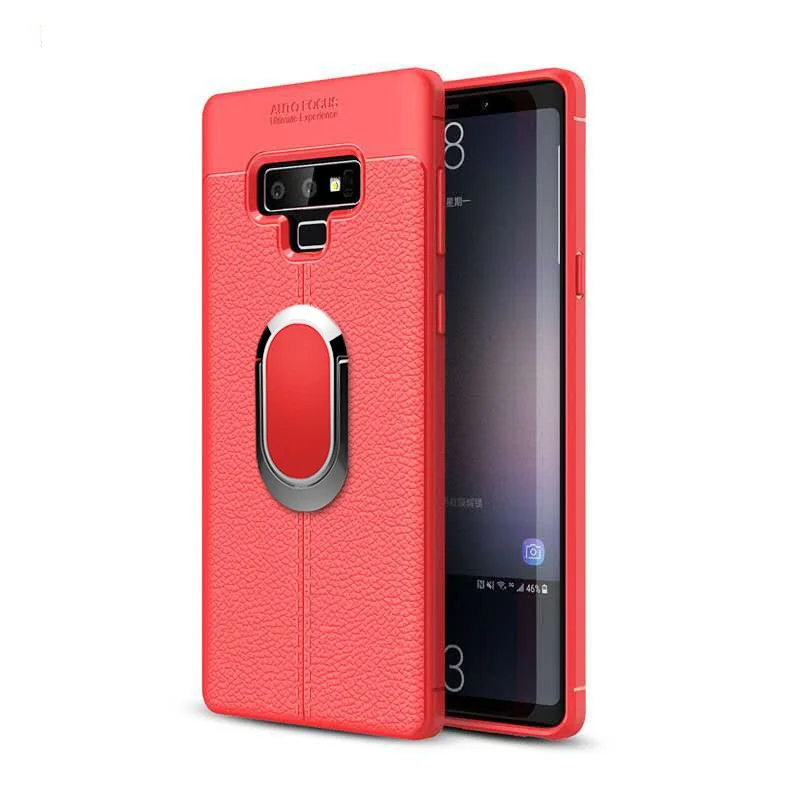 Red Чехол для телефона samsung Galaxy S8 S9 плюс S7 край магнитное кольцо мягкий силиконовый держатель задняя крышка для samsung Galaxy примечание 8 9 принципиально - Цвет: Red