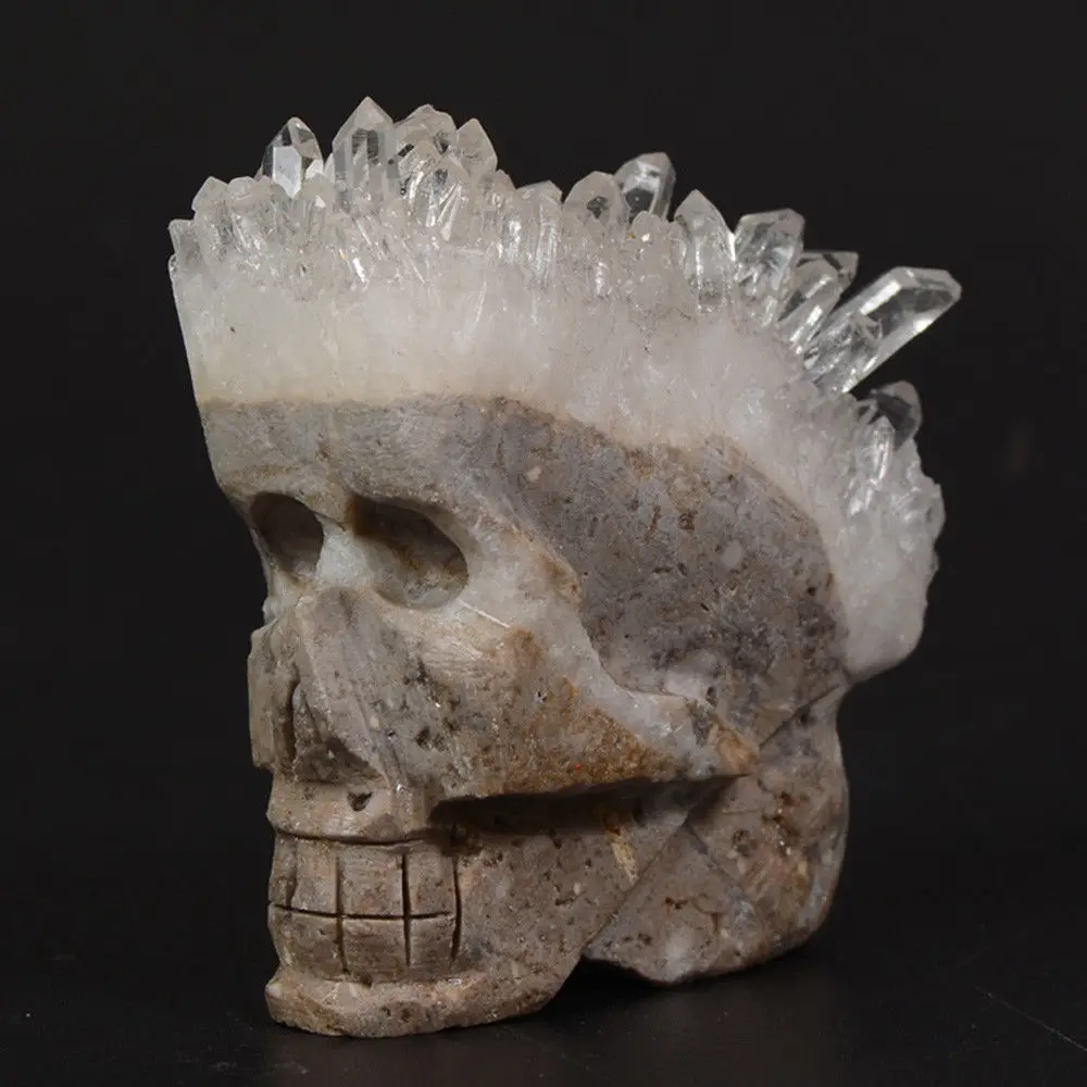 

Натуральный прозрачный кварцевый кристалл череп кластер резьба фигурка Исцеление Рейки Декор