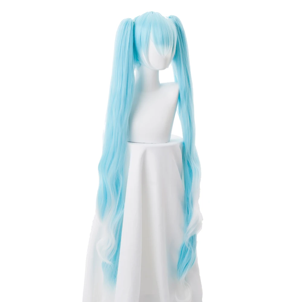 Аниме Vocaloid Hatsune Snow Miku косплей парик градиентный синий 120 см длинные волнистые